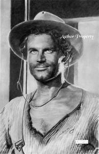 "TERENCE HILL TRINITY WESTERN PORTRÄT Original Bleistift Graphit Zeichnung 13"" x 19" - Bild 1 von 3