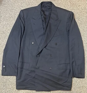 Kiton Napoli Blazer Jacket Men’s 54 100% Wool Double Breasted Solid Navy Italy - Picture 1 of 13