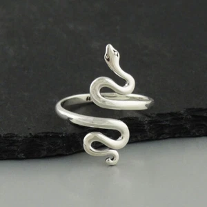 Adjustable Snake Ring 925 Sterling Silver Polished Reptile Slither Pet Gift NEW - Picture 1 of 4