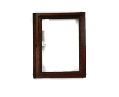 Gorgeous  hand carved wooden Door Panels Clear Glass Pair Antique 19th century - Image 1 of 4