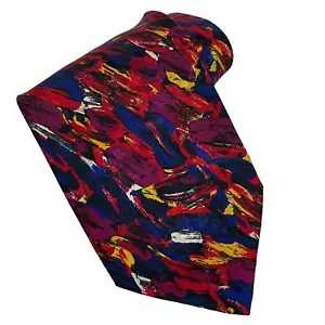 Vintage Brioni Designer künstlerische Krawatte Farbstriche rot blau gelb 100 % Seide - Bild 1 von 7