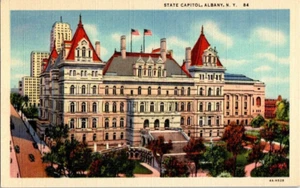 Unposted Linen Post Card State Capitol Albany New York - Picture 1 of 2