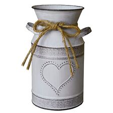 Vintage Metal Galvanized vases Rustic Milk Jug Vase with Heart-Shaped,Small F...