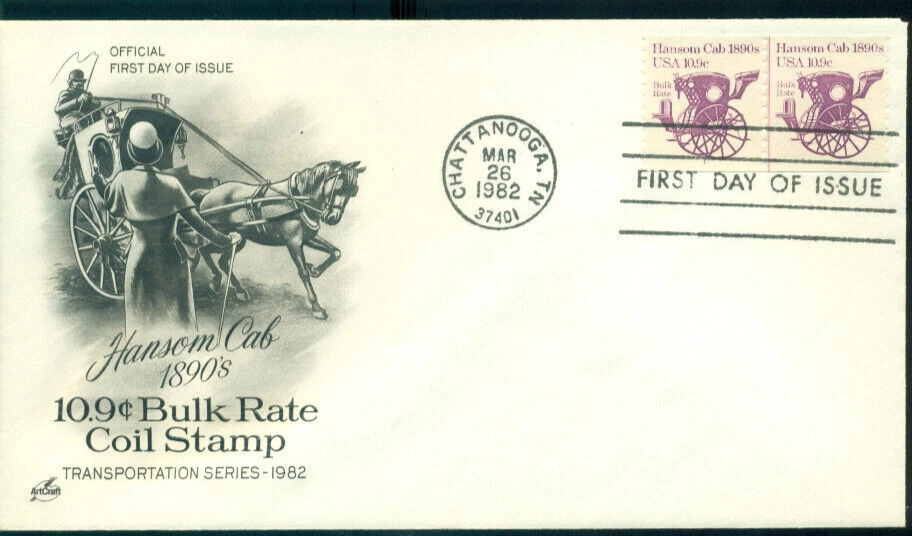 1982 Plate Number Coil FDC - Scott# 1904 - P#1 Pair - Art Craft Cachet UA - Image 1 of 1