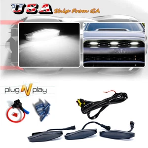 3PCS Black Lens Front Grille Running White LED Lights For 2014-up Toyota 4Runner - Picture 1 of 12