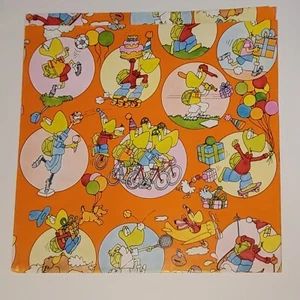 Vintage 1980s Turtles Wrapping Paper Kids Birthday One Sheet - Picture 1 of 2