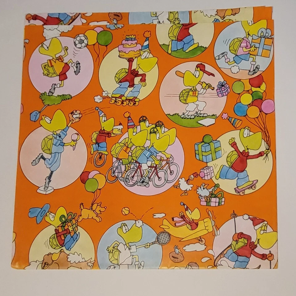 Vintage 1980s Turtles Wrapping Paper Kids Birthday One Sheet - Image 1 of 2