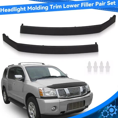 Para 04-15 Nissan Titan Armada QX56 farol moldura acabamento tampa de enchimento inferior - Imagem 1 de 4