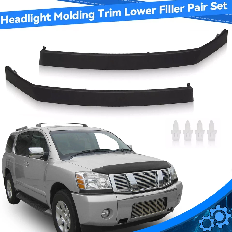 Para 04-15 Nissan Titan Armada QX56 farol moldura acabamento tampa de enchimento inferior - Imagem 1 de 4