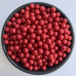 100X cuentas redondas de acrílico rojo 8 mm hágalo usted mismo cuentas suministro artesanal para fabricación de joyas - Imagen 1 de 7