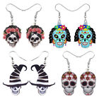4/3Pairs Gotic Skull Earrings Dangle Drop Acrylic for Women Girls Festival Gifts