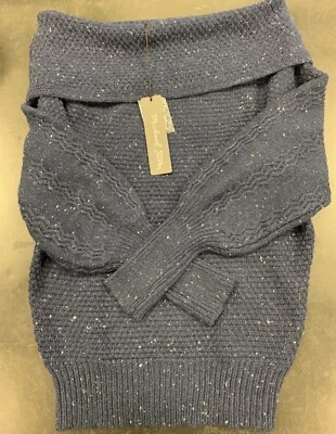 Michael Stars Off Shoulder Sweater Size Large Pullover Passport Blue, Neu mit Etikett - Bild 1 von 4