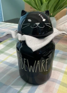 Rae Dunn Kanister Glas Aufbewahrung schwarze Katze Katze Vorsicht gruselig Halloween NEU - Bild 1 von 2