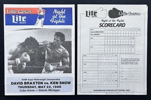 Programa de Boxeo David Braxton vs Ken Snow con Hoja de Combate Mayo 1986 - Imagen 1 de 4