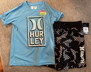 Hurley Swim Rash Guard w/ Swim Trunks Boys Size 7 UPF 50 New - Picture 1 of 6