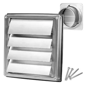 4 Inch Metal Dryer Vent Cover Outdoor Stainless Steel Vent Cover for House - Picture 1 of 8