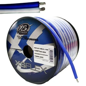 XS Power 12 AWG 100% OFC XS Flex Speaker Wire Blue/White Lot Cut By The Foot - Picture 1 of 7