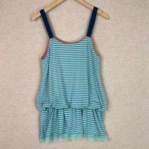 Matilda Jane Womens Boho Striped Tank Top Size M Peplum Drop Waist Clear Skies - Picture 1 of 8