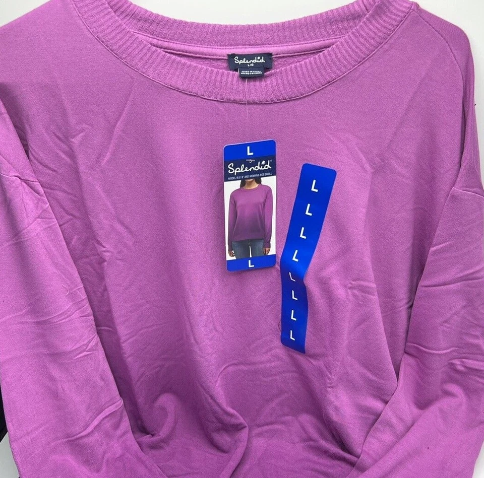 SPLENDID Dip Dye Ombre Pullover Top (Light Orchid LARGE)
