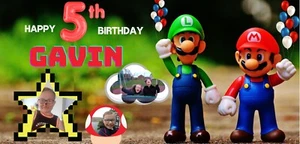 BANNER PERSONALIZADO FIESTA CUMPLEAÑOS TEMA MARIO BROS -3º,4º,5º,6º,7º,8º - Imagen 1 de 1