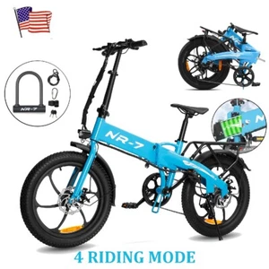 NR-7 E-bikes Bike for Adults 20" Bicycle Electric 750W Foldable Ebike Blue Kids - Picture 1 of 10