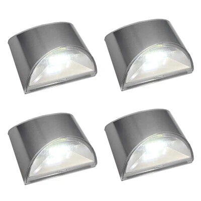 4 Piece Solar Wall Lantern LED Cold White Stainless Steel Light Outdoor Lighting - Image 1 of 4