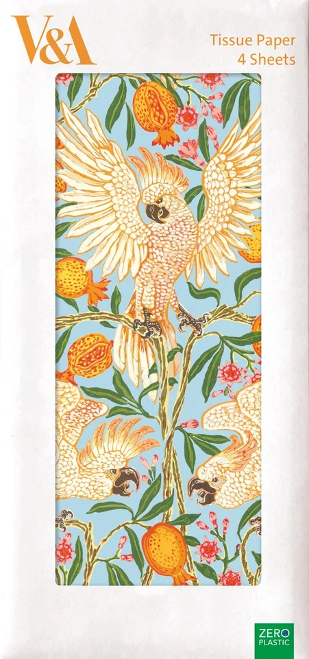 V&A Cockatoo and Pomegranate Pack of 4 Sheets of Tissue Paper - Image 1 of 1