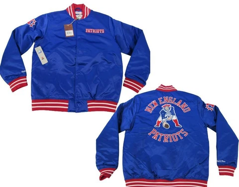 New England Patriots Mens Mitchell & Ness Heavy Weight Satin Jacket Coat $150 Cover