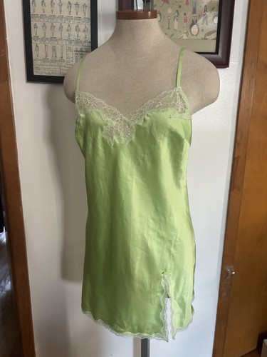 UNDERCOVER VICTORIA’S SECRET *VINTAGE: mini abito slip lingerie setosa *TG.M (VERDE MENTA)