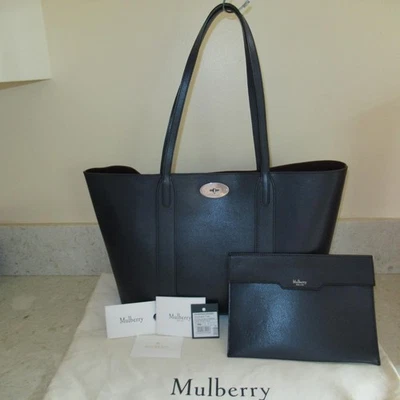 Mulberry Bayswater Tote Cross Grain Leather Bright Navy Shoulder Bag HH4954 $900 - Image 1 of 4