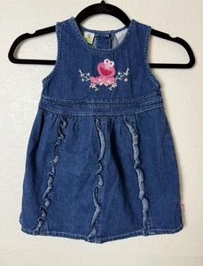 Vintage Elmo Sesame Street Girls 4T Denim Embroidered Dress Spring Summer - Picture 1 of 3