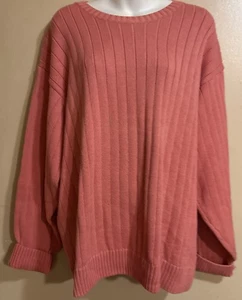 Lands End vintage Tonal Ribbed Pull Over Knit Sweater pink men's Large - Picture 1 of 8