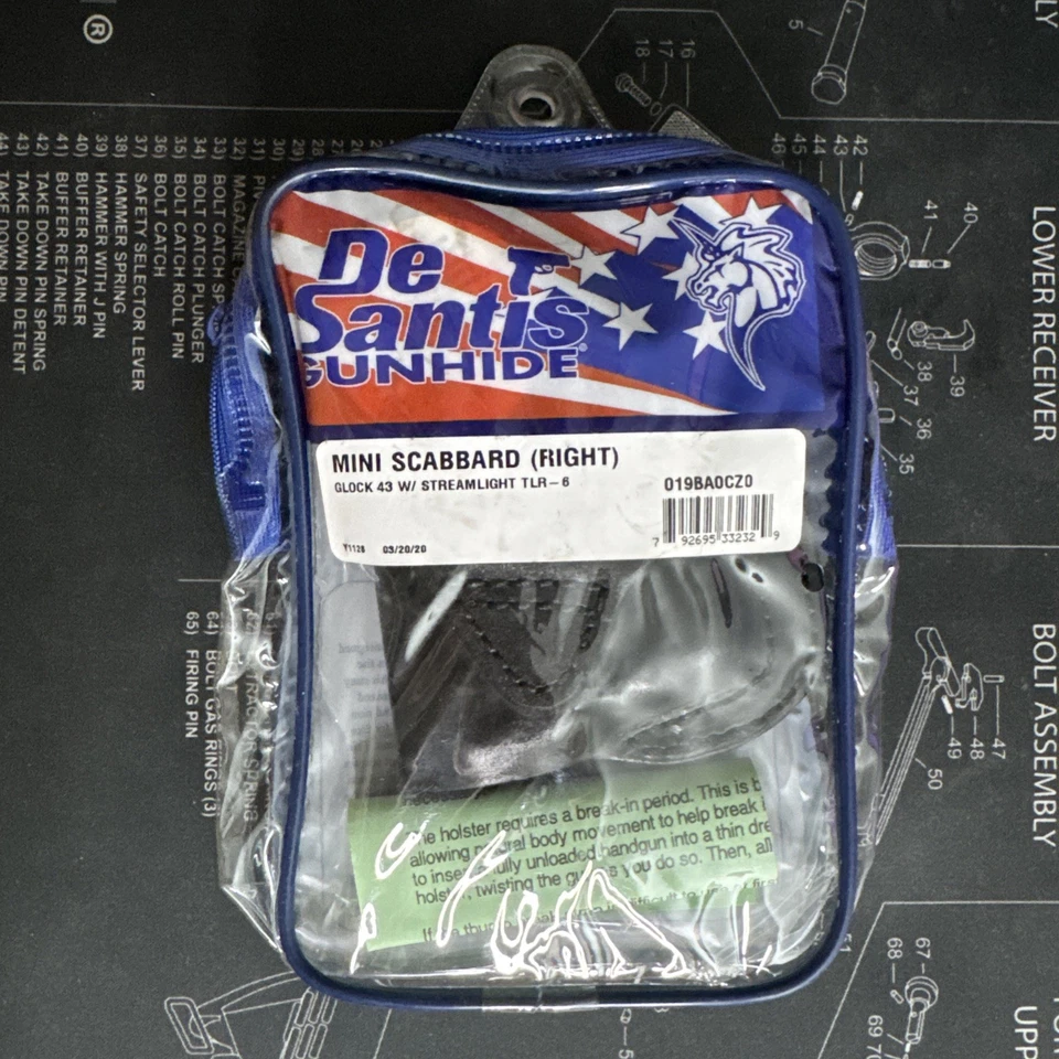 Desantis Mini se adapta a Glock 43 con Stream Light TLR6 cuero barra de vaina derecha... Foto 1 de 1