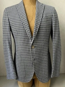 Giacca blazer uomo Alessandro Cantarelli blu a quadri Seersucker - IT 50 / US 40 - Foto 1 di 12