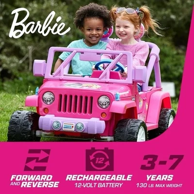 Fisher Price Power Wheels Barbie Jeep Wrangler Pink Jeep Truck Lights Sounds New - Image 1 of 4