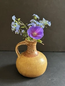 Miniature Studio Pottery Stoneware Bud Vase Jug Brown 4” 1970’s Boho Natural - Picture 1 of 23