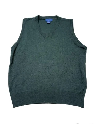 Towncraft Sweater Vest Mens Medium Green V Neck Knit Pullover Made in USA Warm - Image 1 of 4
