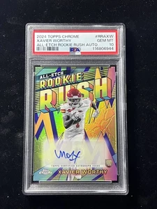 Xavier Worthy 2024 Topps Chrome Football All-Etch Rookie Rush Auto PSA 10 RC - Picture 1 of 2