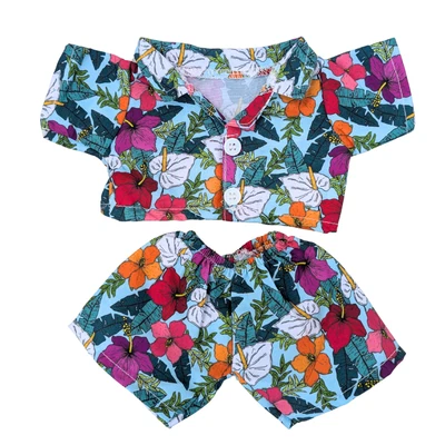 SPLODGE TEDDY PARTIES TEDDYBÄR KLEIDUNG - HAWAII grünes Aloha Outfit - 8"/20cm BUILD A TEDDY BEAR