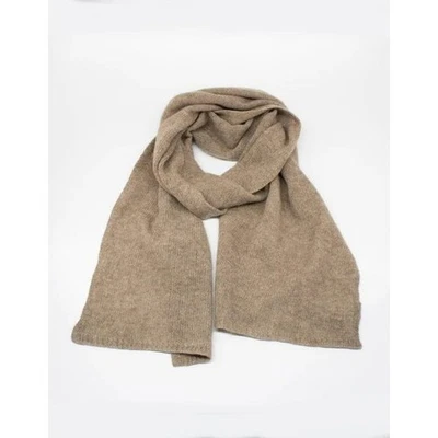 Bufanda Portolano cachemir jersey liso para mujer marrón con ribete gris Foto 1 de 4