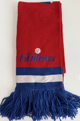 NBA Washington Bullets Scarf Red Blue Basketball Winter Wrap Acrylic 56”x7” - Image 1 of 4
