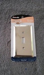 Amerelle 1-Gang Plated Steel Toggle Switch Wall Plate, Polished Brass 163TBR - Picture 1 of 4