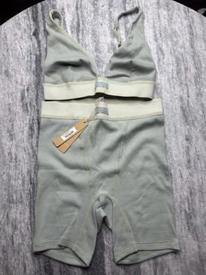Skims Cotton Rib Bralette/Boxer Set. NWT. Size XS And S. Color Mineral. - Image 1 of 4