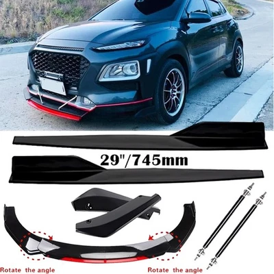 For Hyundai Kona 2018-2024 Front Bumper Lip Chin Spoiler Splitter Gloss Black Foto 1 de 4