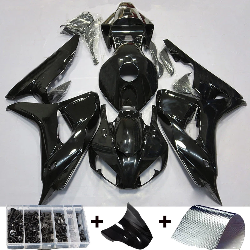 Kit de carenagens painel carenagem preto brilhante completo conjunto para Honda CBR 1000RR 2006 2007 - Imagem 1 de 2
