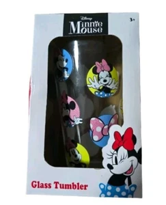 Minnie Mouse Colourful Circles Glass Tumbler Disney Brand New - Bild 1 von 2