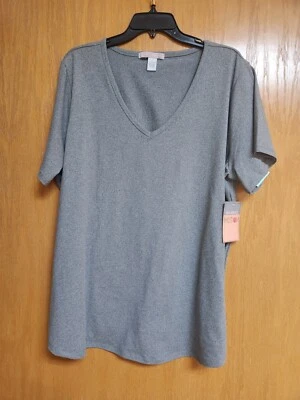 Heather Gray Short Sleeve Top. NWT. 3X.  By Balance Motion. Cute. - Image 1 of 4