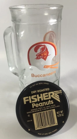 Tampa Bay Buccaneers Mug Glass Fisher Peanuts NFL Football  With Lid Cover