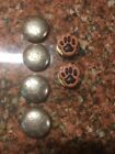Lot Of 6 Vtg Button Covers 4 Silver Southwestern Bow & Arrows + 2 Brass Dog Paw