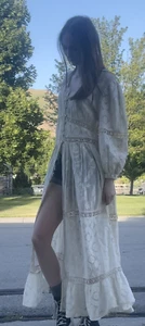 Intimately Free People See Me At Sunset Robe Lace Dress Sz L - Picture 1 of 7